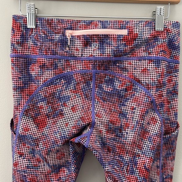 Lululemon Circa 2016 Speed Light Checker Blooms Full Length Zipper Back Leggings - Picture 4 of 7